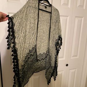 Different Greens Kimono with Cute Fringe!